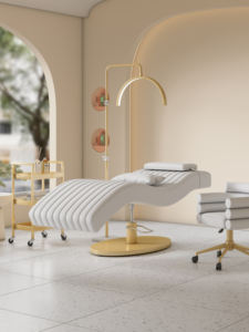 Moderna y Lujosa Camilla de Masaje Negra y Dorada para Salón de Belleza, Cama Cosmética Reclinable para Spa Facial y Extensión de Pestañas en Venta - Product Image 2