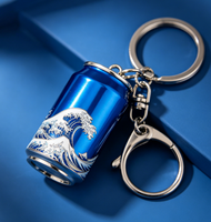 Porte-clés personnalisé en forme de mini canette de bière, en résine, avec motif géométrique, pendentif de sac, breloque, cadeau de fête, vente en gros