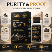 Bandes orales de Shilajit de l'Himalaya personnalisées, film à dissolution rapide avec zinc pour le soutien minéral, complément alimentaire, approvisionnement en marque blanche