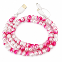 Câble de charge 3 en 1 FASHLINK avec perles colorées, style collier, cordon multi-connecteurs USB