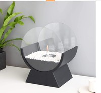 Cheminée d'intérieur portable en bioéthanol en forme d'arc, résistante aux hautes températures, pour table, noire