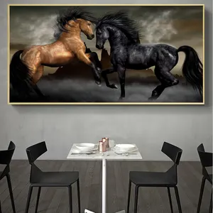 Modern Animals Posters and Prints Wall Art Canvas Painting Two Horses Dancing Pictures home decor animal paintings canvas art