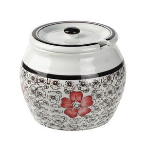 <b>Spice</b> <b>Jar</b> Ceramic Salt Container With Spoon Moisture Proof For Kitchen Storage M Size - Product Image 5