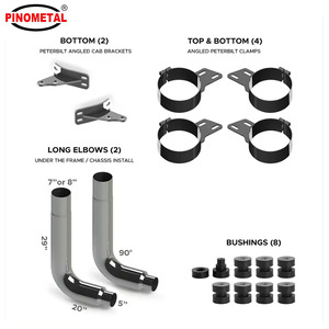 Factory OEM 7-5'' 120 Inch Long Drop <strong>Elbows</strong> Stainless Steel Exhaust Kit <strong>Miter</strong> Stacks for Kenworth Peterbilt