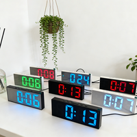 Horloge de bureau numérique électronique intelligente avec miroir, en plastique ABS, grand écran LED, affichage du calendrier et de la température, veilleuse, pour la maison