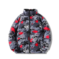 Veste bomber réversible pour homme, en coton, à col montant, épaisse et chaude, avec motif de dessin animé, à séchage rapide, tendance et personnalisée pour l'hiver
