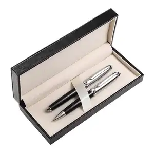 charm pen business stainless steel custom made engrave metal double pen sets with luxury pen box