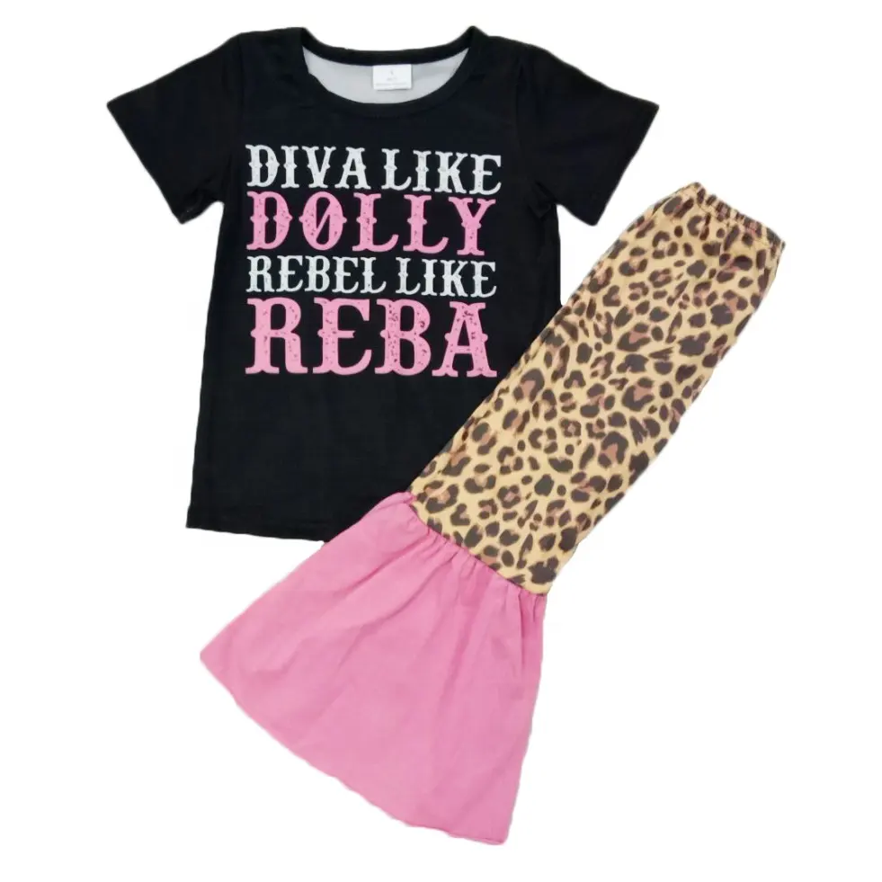2020 new design DIVA and REBEL print kids boutique fashion toddler spring clothes sets IN STOCK
