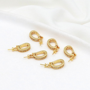 Huggie <b>Earrings</b> 18K Gold Plated Zircon Micro Pave Zinc Alloy Unisex Fashion <b>Cuff</b> <b>Earrings</b> - Product Image 3