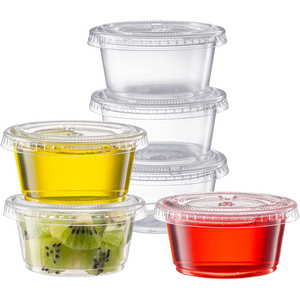 Restaurant Takeaway Deli Food Condiment Disposable Single Wall Portion <b>Sauce</b> Cup Plastic Containers with Lid 1oz 2 oz - Product Image 1