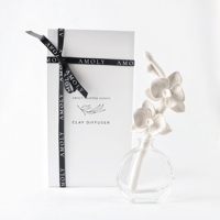 Diffuseur de parfum d'ambiance en céramique avec logo personnalisé, bouteille en verre 100 ml, fleurs en porcelaine, huile essentielle parfumée pour la maison
