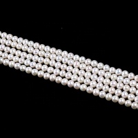 Perles rondes naturelles blanches de qualité supérieure AA certifiées par un tiers, 6-7 mm, en brin, pour la vente en gros