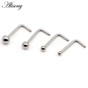 Venta al por mayor 1,5 2 2,5 3mm 20G Nariz Stud Septum Nariz Espárragos Ganchos Bar L post Nariz Anillos Piercing para el cuerpo Joyería de acero inoxidable