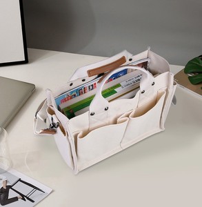 Sacs fourre-tout en toile réutilisables personnalisés avec fermeture éclair 34x14x25cm, couleur unie, logo personnalisé, avec poignées - Product Image 4