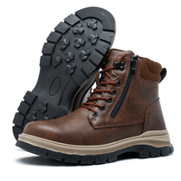 Chaussures de travail DianSen 861 en cuir microfibre imperméable, anti-perforation, bottes de sécurité hautes, pour la construction, l'usine, avec embout en acier