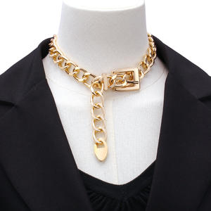 Collier ras du cou minimaliste Hip Hop avec boucle de ceinture et chaîne, en alliage de zinc, forme de cadenas, couleur or blanc, pour soirée et mode - Product Image 5