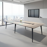 Table de conférence de bureau commerciale de haut niveau, petite et moyenne, design moderne et simple, en mélamine, capacité 12 personnes, résistante aux taches