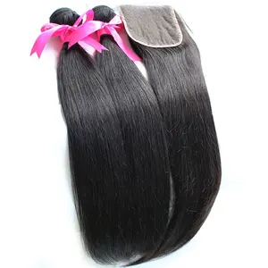 2024 hot selling 12A Straight machine weft with lace, ready to ship fastly, 100% real human hair