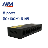 Switch de Red de 8 Puertos 10/100Mbps, Switch Ethernet de Escritorio Metálico de 1.6Gbps, Plug and Play para Hogar, Oficina y Cámara IP