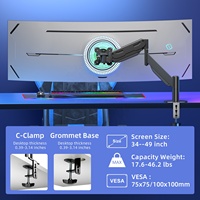 MD72L 34 "-49" 21kg bras de moniteur simple à ressort à gaz robuste support de bureau support d'écran incurvé noir support d'ordinateur support VESA