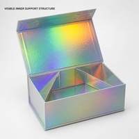 Boîte cadeau rigide irisée Ainbow avec couvercle à charnière et structure de support pliable pour coffrets cadeaux, marques de détail et fournitures en gros
