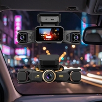 Caméra embarquée Starlight Nightvision avec stockage 256 Go, quatre caméras, écran tactile IPS 2,97 pouces, WiFi, enregistrement en boucle et contrôle par application