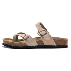 Pelle bovina donna macchiata per sandali stile Birken con plateau sughero abbigliamento estivo per comode pantofole - Product Image 6