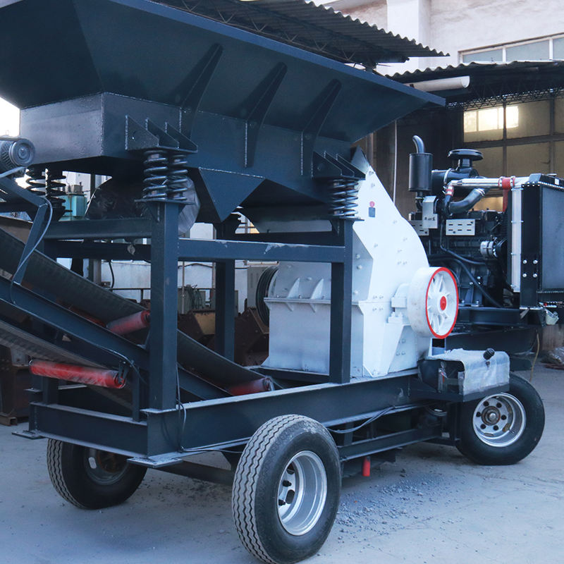 Small Mobile Stone Concrete Hammer Crusher PLC Control AC Motor Engine ...