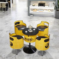 Ensemble table et chaise en fer de style industriel vintage, utilisation commerciale, métal, salon de thé au lait, café, salle de réunion, billard, tabouret en fût d'huile
