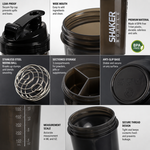 Botella Mezcladora de Proteínas 3 en 1 con Logotipo Personalizado, 500 ml |   Vaso mezclador para gimnasio sin BPA con contenedor para polvo y pastillero para regalos deportivos - Product Image 4