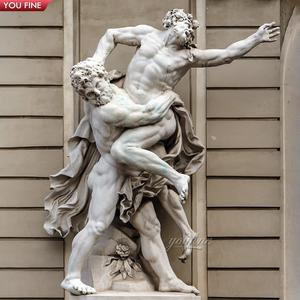 Statue en marbre de Hercule tuant la hydre de Lerne, sculpture de jardin en pierre naturelle sculptée à la main, homme nu - Product Image 5