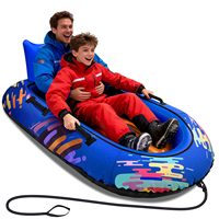 Tube à neige gonflable robuste pour adultes 2 places, avec housse en tissu 600D, dossier, corde de remorquage et poignées renforcées