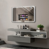 Top qualité Vercon 120x80cm interactif intelligent LED miroir Android OS WiFi connexion haut-parleurs étanche désembuage