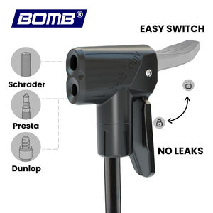 Pompe à pied pour vélo en acier BOMB 160 PSI avec valves Presta/Schrader et manomètre - Product Image 4