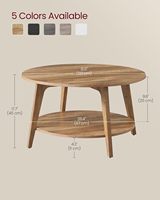 Table basse en bois massif brun miel à 2 niveaux AOTE, design nordique moderne, fabrication artisanale, motif ovale réglable, montage facile, salon