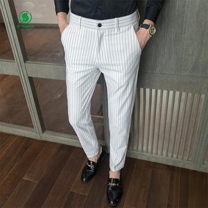 Pantaloni da <span class=keywords><strong>uomo</strong></span> alla moda Slim Fit di alta qualità pantaloni di cotone Casual <span class=keywords><strong>a</strong></span> <span class=keywords><strong>righe</strong></span> di nuovo stile britannico - Product Image 3