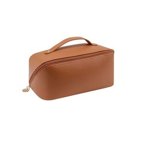 Sac de Cosmétiques Portable en Cuir PU Écologique avec Logo Brodé, Grande Capacité, Résistant à l'Eau, Fermeture Éclair pour Voyage, Durable - Product Image 6