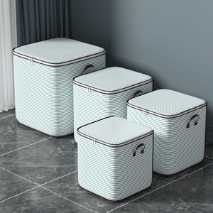 Bolsa de Almacenamiento Plegable de Gran Capacidad, de Tela No Tejida, con Rayas Grises, para Ropa, Pantalones y Edredones - Product Image 3