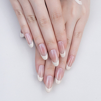 Faux ongles à presser en acrylique French Manucure Effet Miroir Œil de Chat avec colle et boîte d'emballage