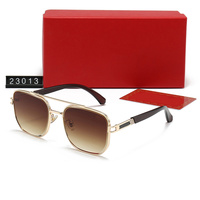 Lunettes de soleil carrées pour hommes, monture métallique, protection UV400, verres PC, style transfrontalier, monture noire