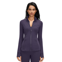 Veste de sport de yoga pour femme, coupe ajustée, respirante, col montant, fermeture éclair, manches longues, fitness, automne