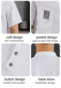 Abrigo de chef negro, chaqueta de chef, uniforme de mujer para café, cocina, ropa de cocina, hombres culinarios, abrigo de manga larga para restaurante, hotel, bar - Product Image 6