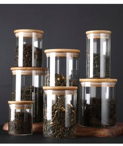 Bocaux de conservation hermétiques en verre borosilicate avec couvercle en bambou, empilables, pour l'organisation du garde-manger et des épices - Product Image 5