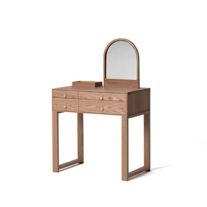 Artistic Style Wooden Makeup <b>Table</b> <b>Mirror</b> Storage Tray Red Oak Small Apartment Bedroom Detachable Multi-function Model YJ016 - Product Image 5