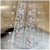 Kit d'accessoires pour nail art 3D en résine, 12 compartiments, étoiles de mer, boîte de strass à dos plat, cristaux DIY, accessoires d'été