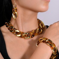 Nouvelle collection 2026 : Parure de bijoux tendance pour femme, anti-ternissement, hypoallergénique, plaqué or, avec boucles d'oreilles et collier en acrylique, bijoux en argent Tai, idéale pour les soirées.