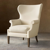 Fauteuil simple en bois et tissu de style nordique, confortable, pour salon, meubles de salon