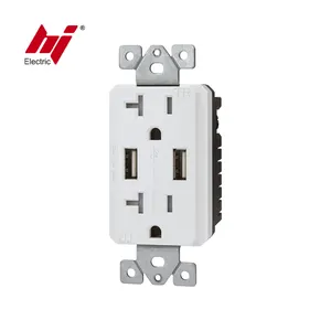 UL&ETL Approved Duall USB Charger with 20A Duplex Tamper Resistant Outlet 120VAC 60HZ