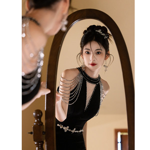 2025 hitam elegan Fishtail kualitas tinggi untuk gaun malam <span class=keywords><strong>Prom</strong></span> - Product Image 4