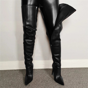 Bright Colors Botte Hiver Pour Femme Cuir Leather Leg Warmer Overknee Long Winter Sexy Thigh <b>High</b> Boots Heels - Product Image 2